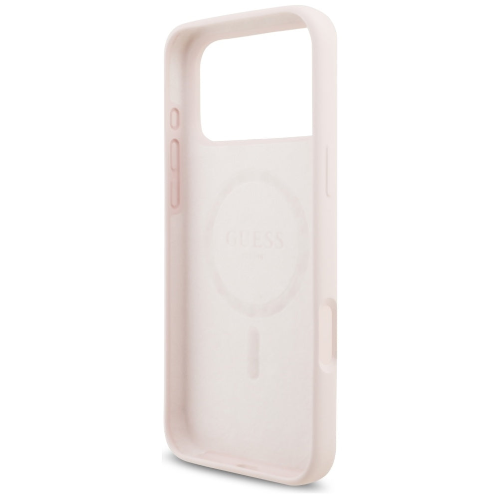 MagSafe hoesje voor Apple iPhone 17 Pro Max, Guess, Script Metal Logo, Lichtroze