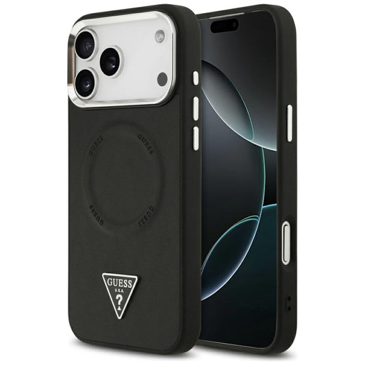 MagSafe hoesje voor Apple iPhone 17 Pro Max, Guess, Triangle Logo, Zwart Zilver