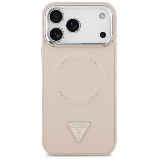 MagSafe hoesje voor Apple iPhone 17 Pro Max, Guess, Triangle Logo, Roze Zilver