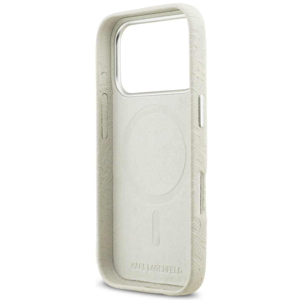 MagSafe hoes voor Apple iPhone 17 Pro Max, Karl Lagerfeld, FW Stamped Karl, Beige