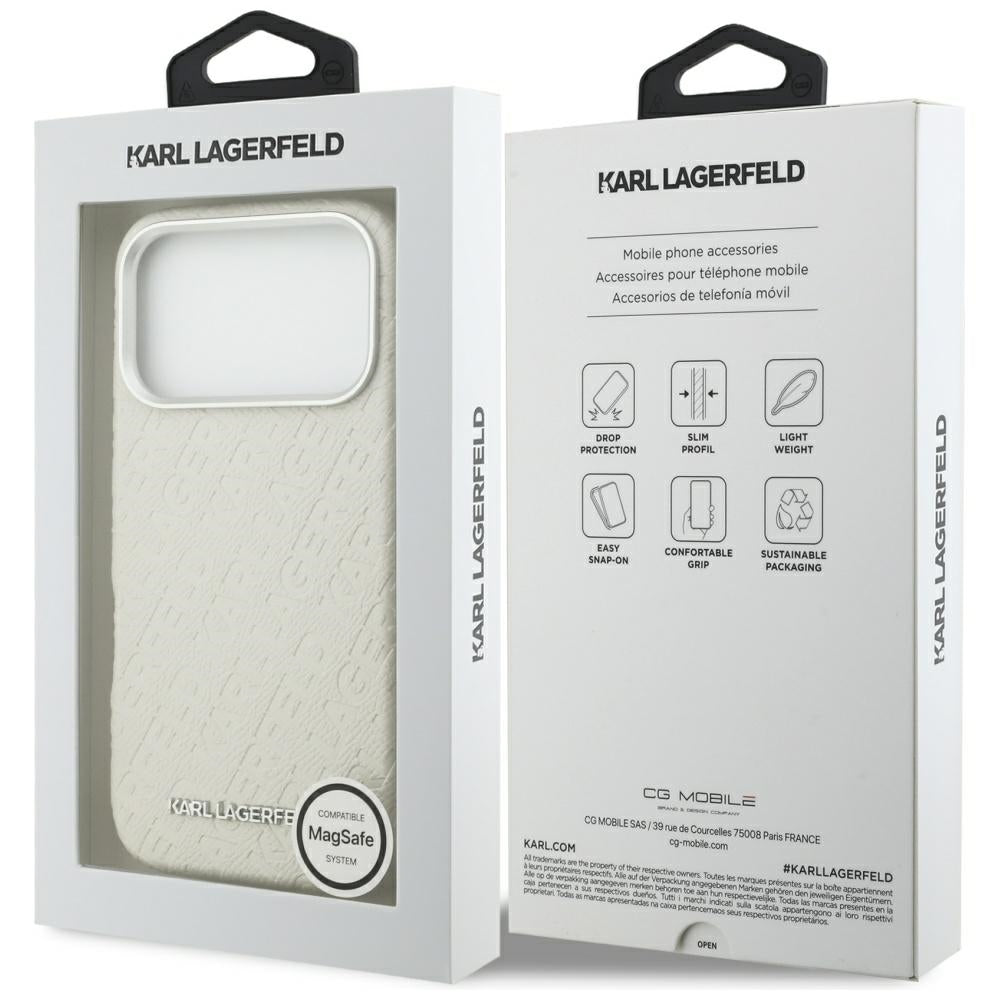 MagSafe hoes voor Apple iPhone 17 Pro Max, Karl Lagerfeld, FW Stamped Karl, Beige