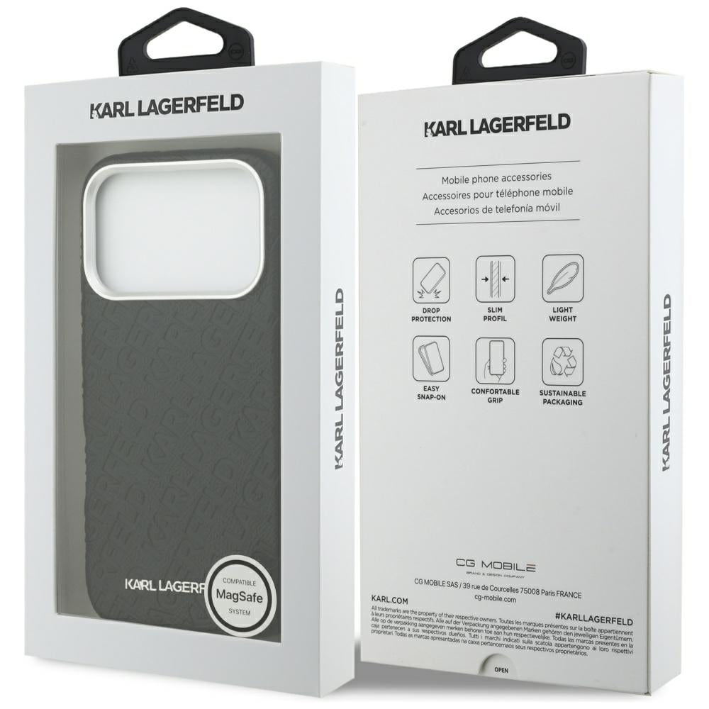 MagSafe hoes voor Apple iPhone 17 Pro Max, Karl Lagerfeld, FW Stamped Karl, Zwart