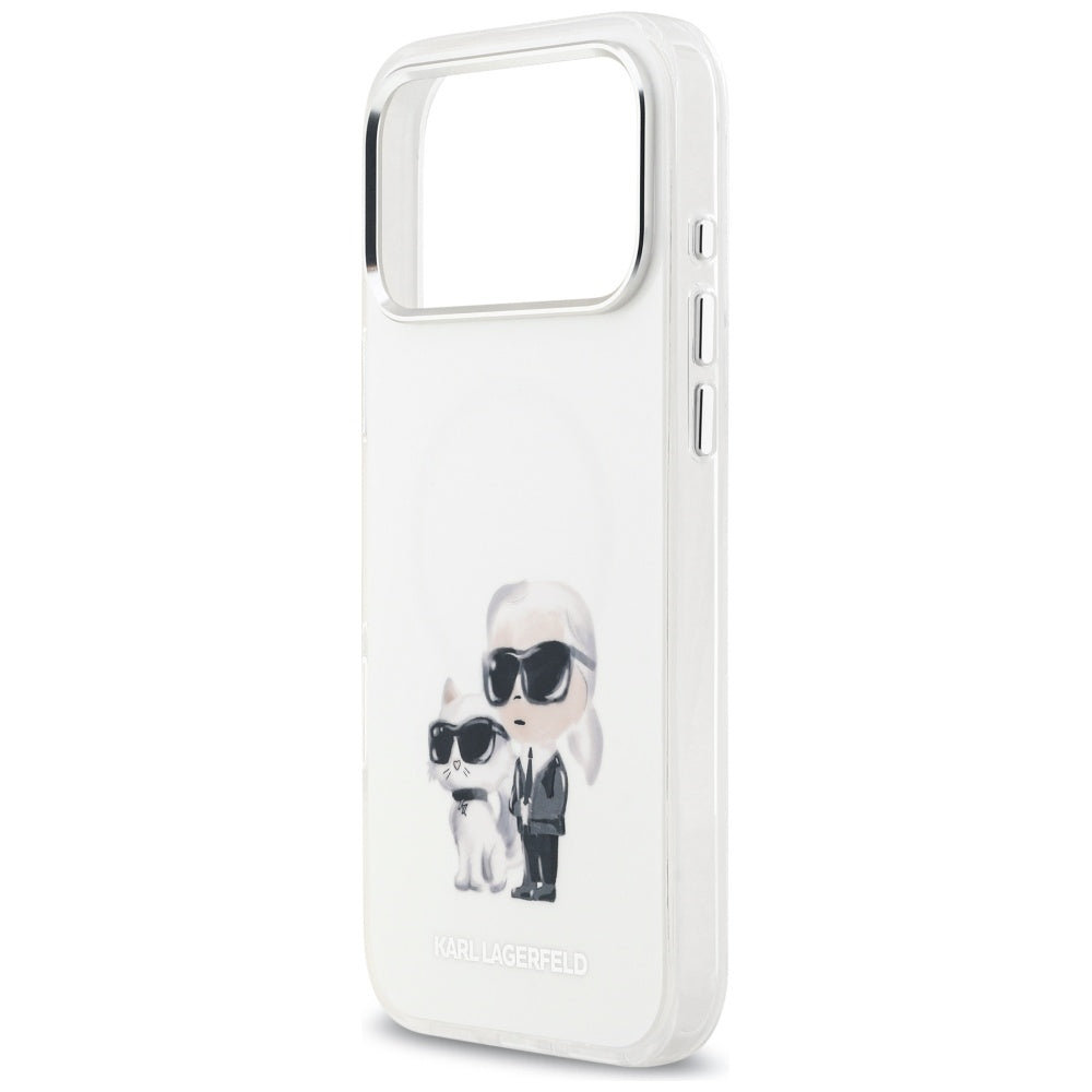 MagSafe hoesje voor Apple iPhone 17 Pro Max, Karl Lagerfeld, IML Aquarelle Logo Karl & Choupette, Wit