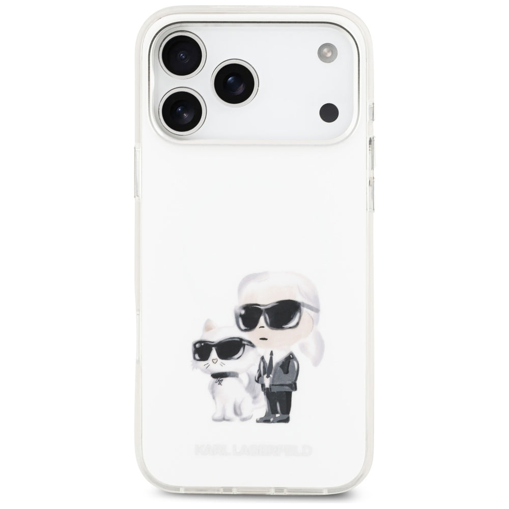 MagSafe hoesje voor Apple iPhone 17 Pro Max, Karl Lagerfeld, IML Aquarelle Logo Karl & Choupette, Wit