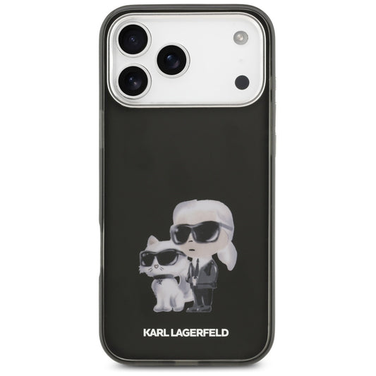 MagSafe hoesje voor Apple iPhone 17 Pro Max, Karl Lagerfeld, IML Aquarelle Logo Karl & Choupette, Zwart