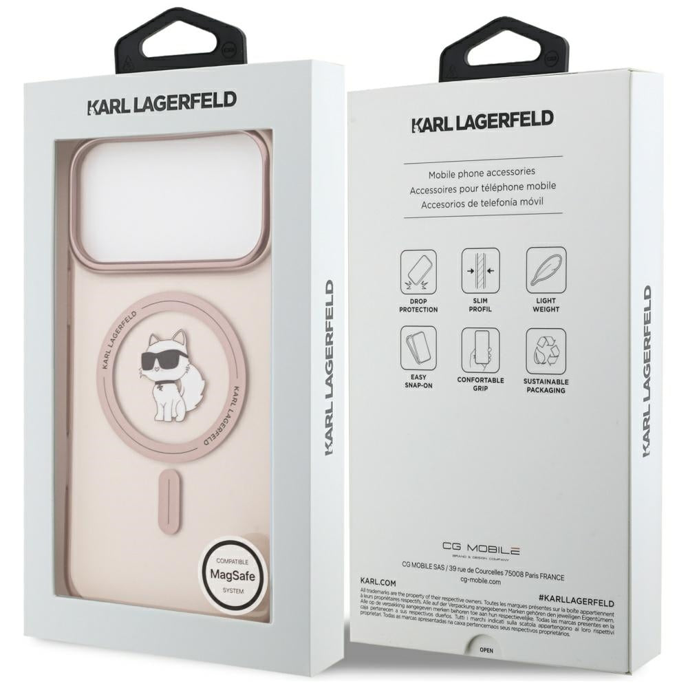 MagSafe hoesje voor Apple iPhone 17 Pro Max, Karl Lagerfeld, IML Choupette, Roze