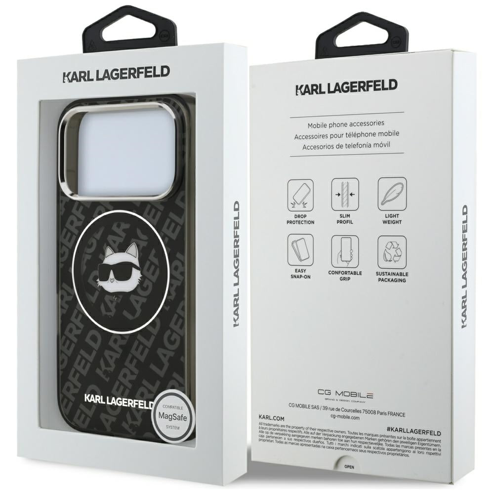 MagSafe hoesje voor Apple iPhone 17 Pro Max, Karl Lagerfeld, IML Choupette's Head, Zwart
