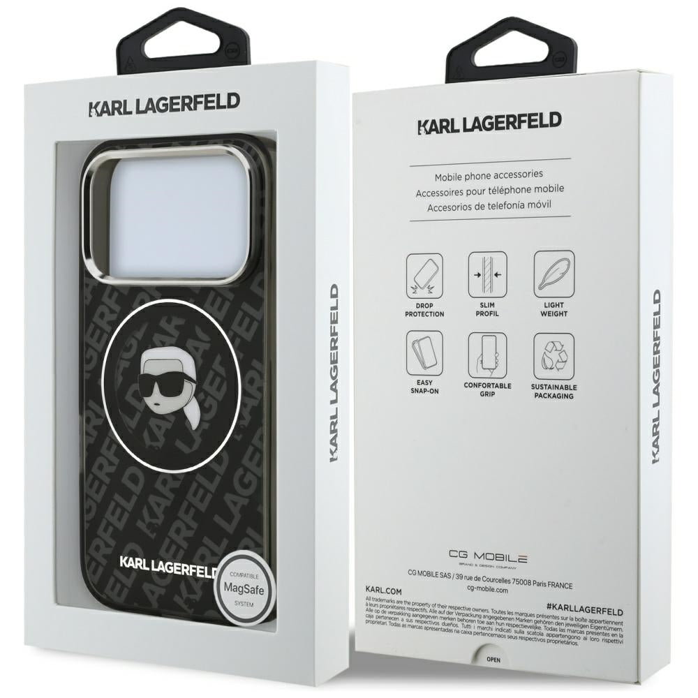MagSafe hoes voor Apple iPhone 17 Pro Max, Karl Lagerfeld, IML Karl`s Head, Zwart