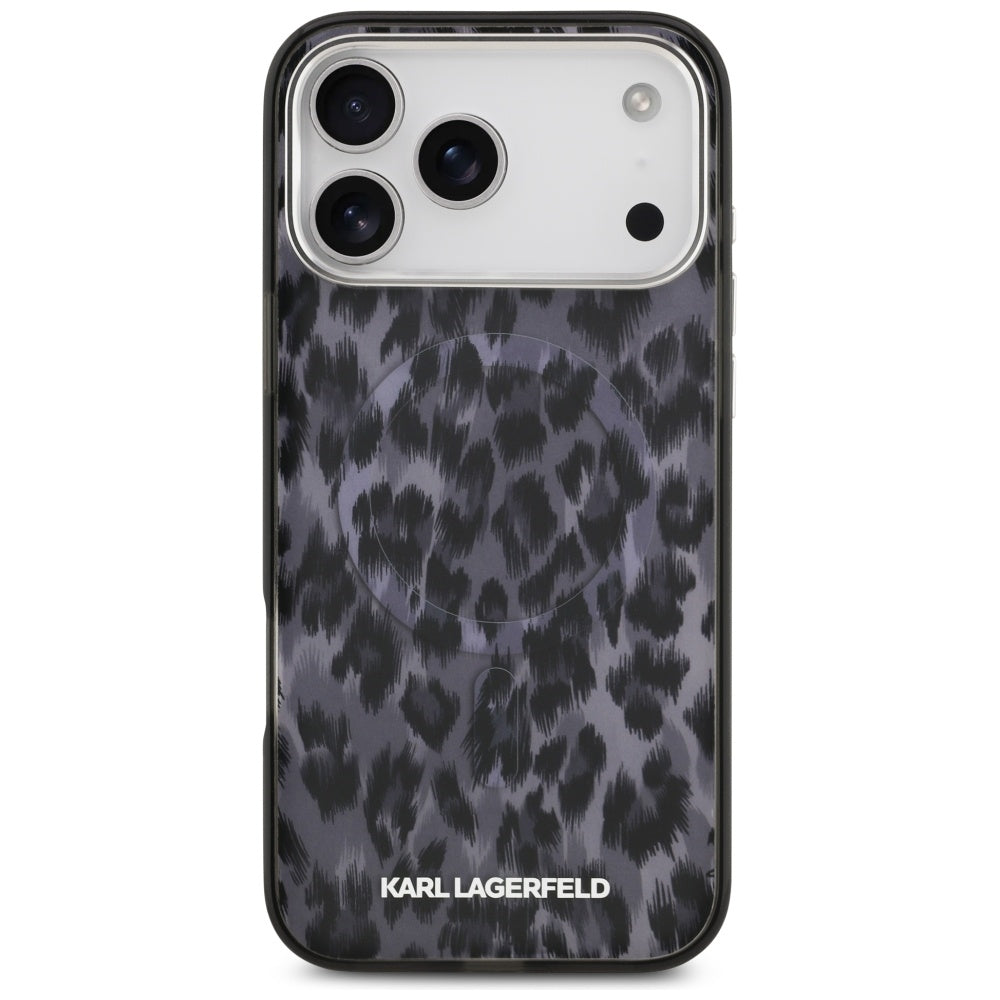 MagSafe hoes voor Apple iPhone 17 Pro Max, Karl Lagerfeld, IML Leopard Pattern, Zwart