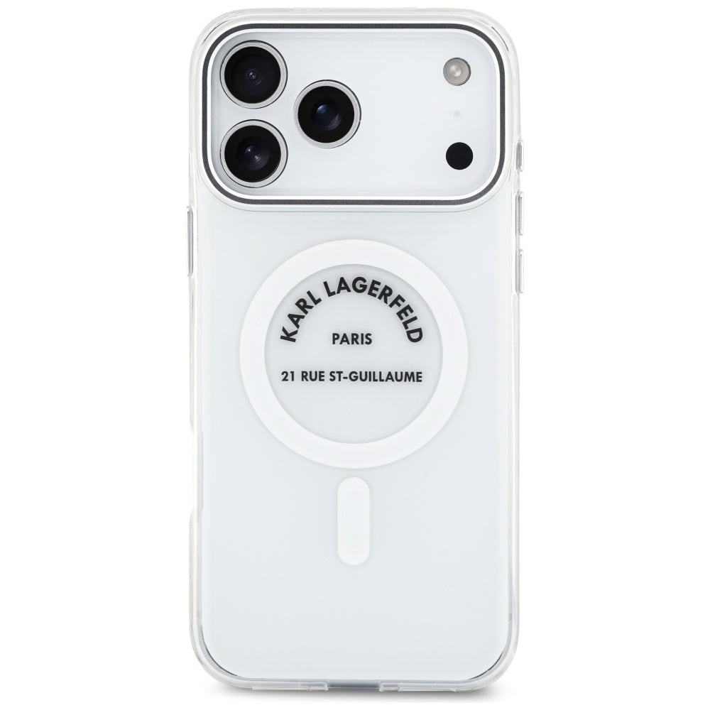 MagSafe hoesje voor Apple iPhone 17 Pro Max, Karl Lagerfeld, IML Logo RSG, Transparant