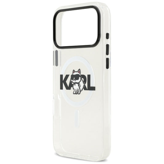 MagSafe hoesje voor Apple iPhone 17 Pro Max, Karl Lagerfeld, IML Sketch Logo Choupette, Transparant