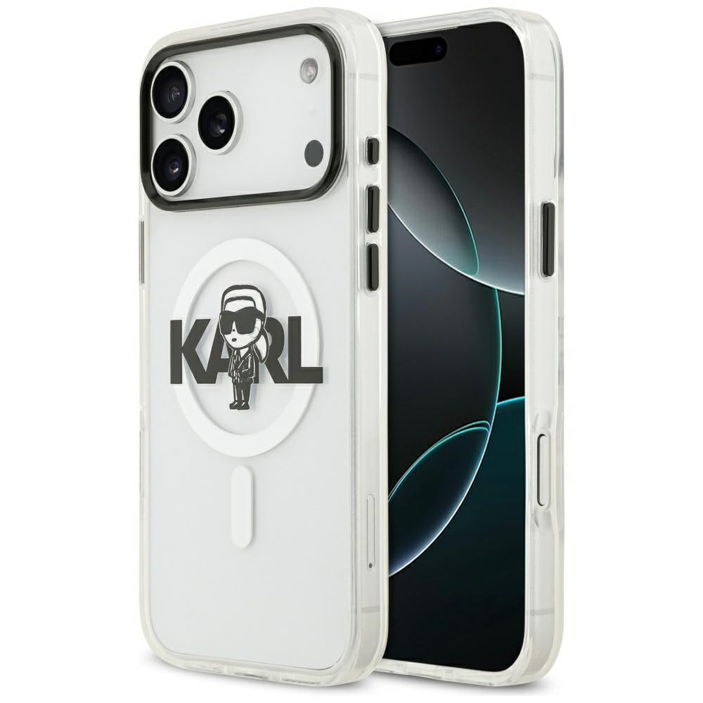 MagSafe Case for Apple iPhone 17 Pro Max, Karl Lagerfeld, IML Sketch Logo Karl, Transparent