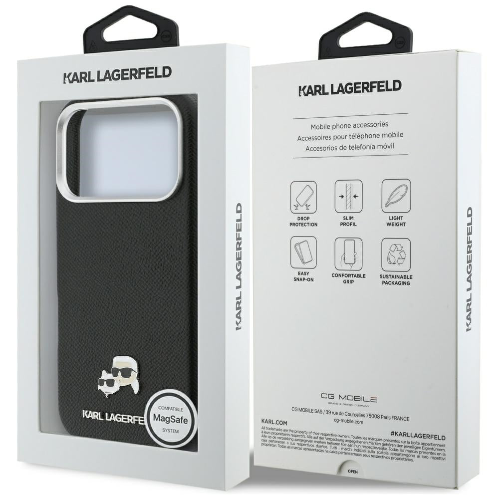 MagSafe hoes voor Apple iPhone 17 Pro Max, Karl Lagerfeld, Karl & Choupette Head's Pin, Zwart
