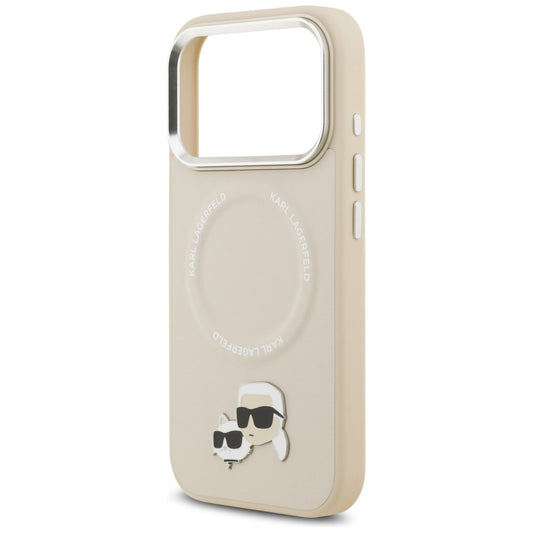 MagSafe hoes voor Apple iPhone 17 Pro Max, Karl Lagerfeld, Karl & Choupette Pins, Beige