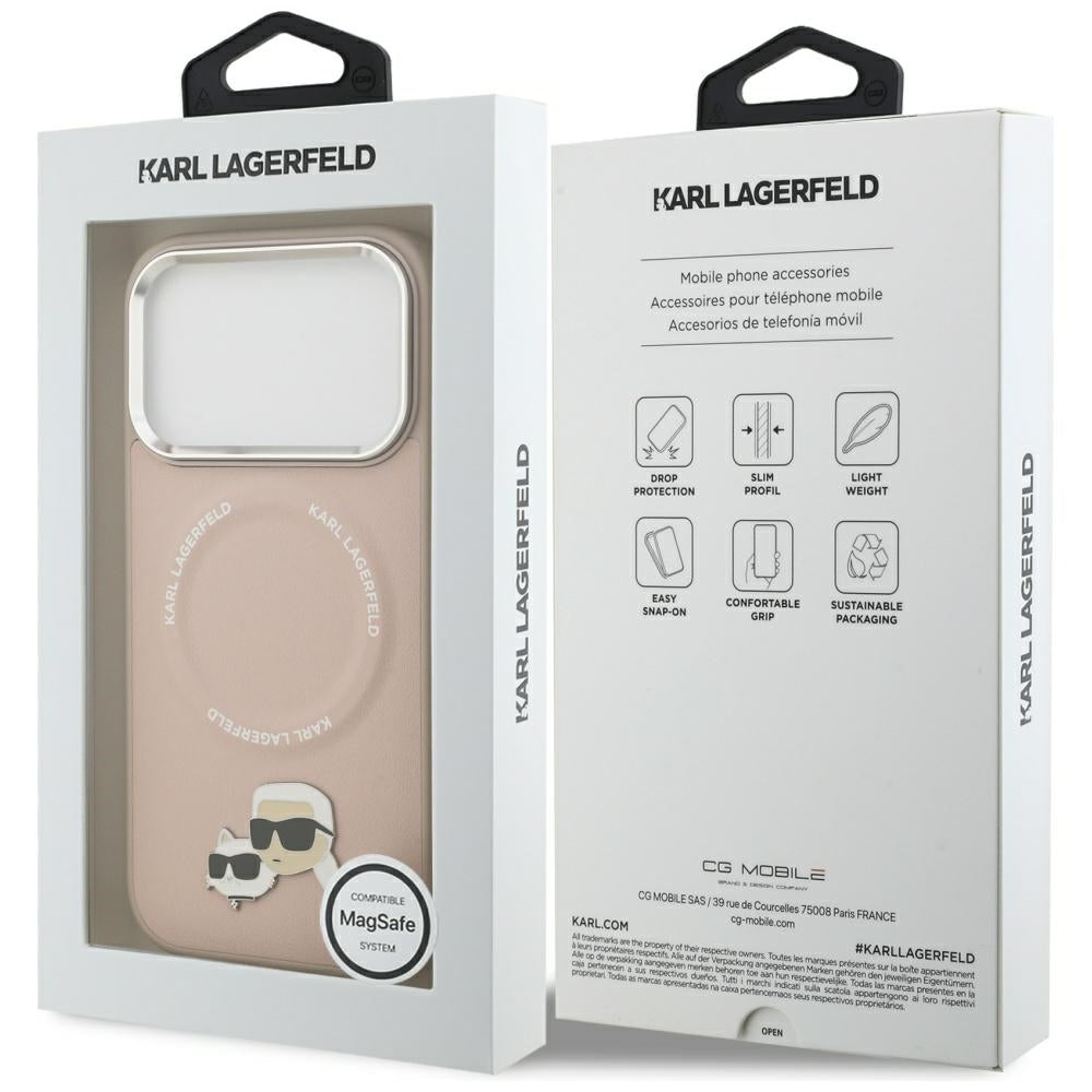 MagSafe hoesje voor Apple iPhone 17 Pro Max, Karl Lagerfeld, Karl & Choupette Pins, Roze