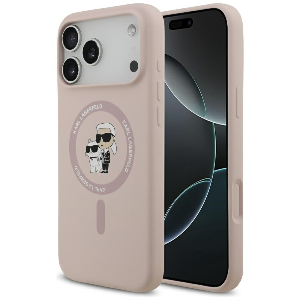 MagSafe hoesje voor Apple iPhone 17 Pro Max, Karl Lagerfeld, Ring Karl & Choupette, Roze