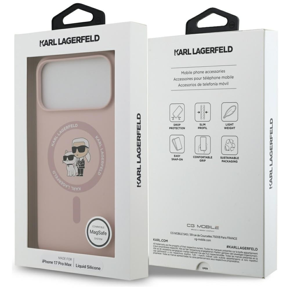 MagSafe hoesje voor Apple iPhone 17 Pro Max, Karl Lagerfeld, Ring Karl & Choupette, Roze
