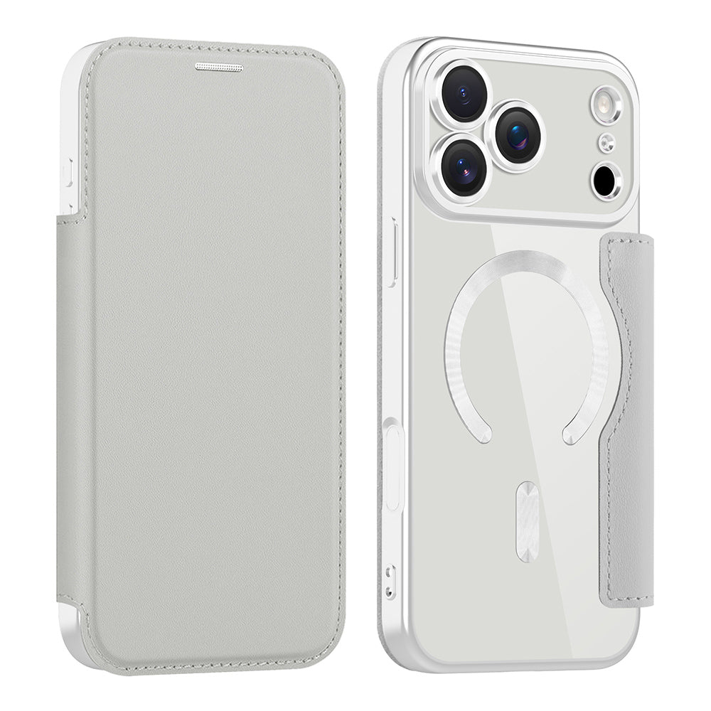 MagSafe hoes voor Apple iPhone 17 Pro, Techsuit, SmartMag Book, Gri