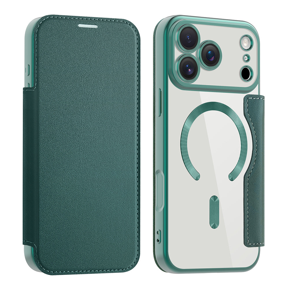 MagSafe Case for Apple iPhone 17 Pro, Techsuit, SmartMag Book, Green