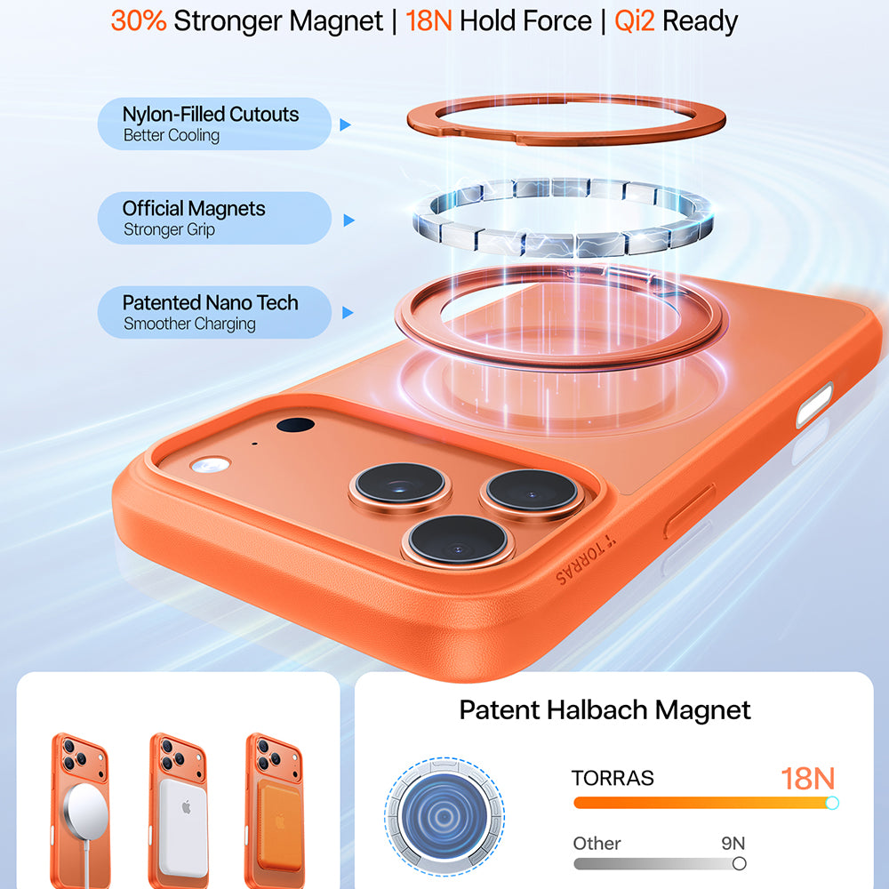 MagSafe hoes voor Apple iPhone 17 Pro, Torras, Ostand Pro, Oranje
