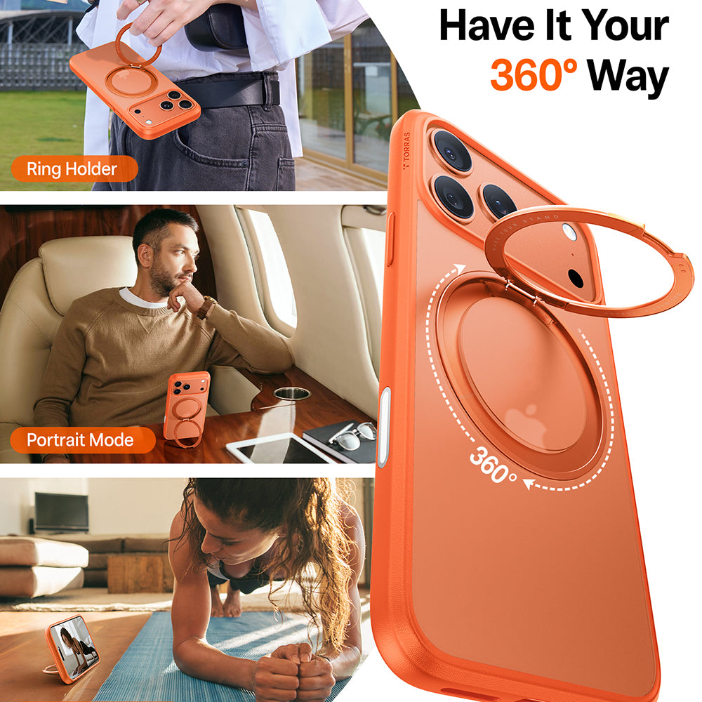 MagSafe hoes voor Apple iPhone 17 Pro, Torras, Ostand Pro, Oranje