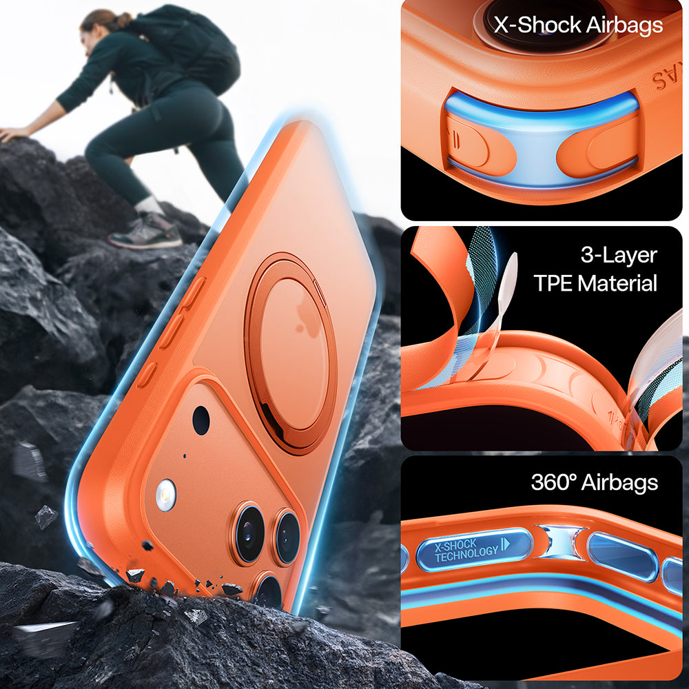 MagSafe hoes voor Apple iPhone 17 Pro, Torras, Ostand Pro, Oranje