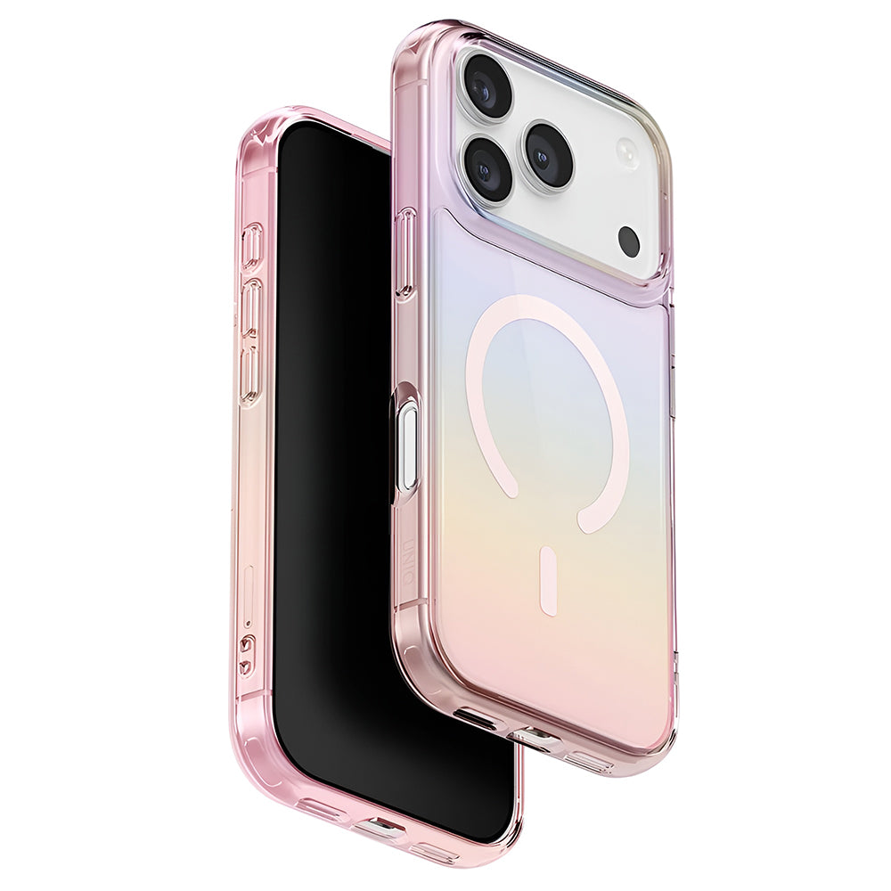MagSafe hoesje voor Apple iPhone 17 Pro, UNIQ, Iridescia MagClick, Pastelblauw