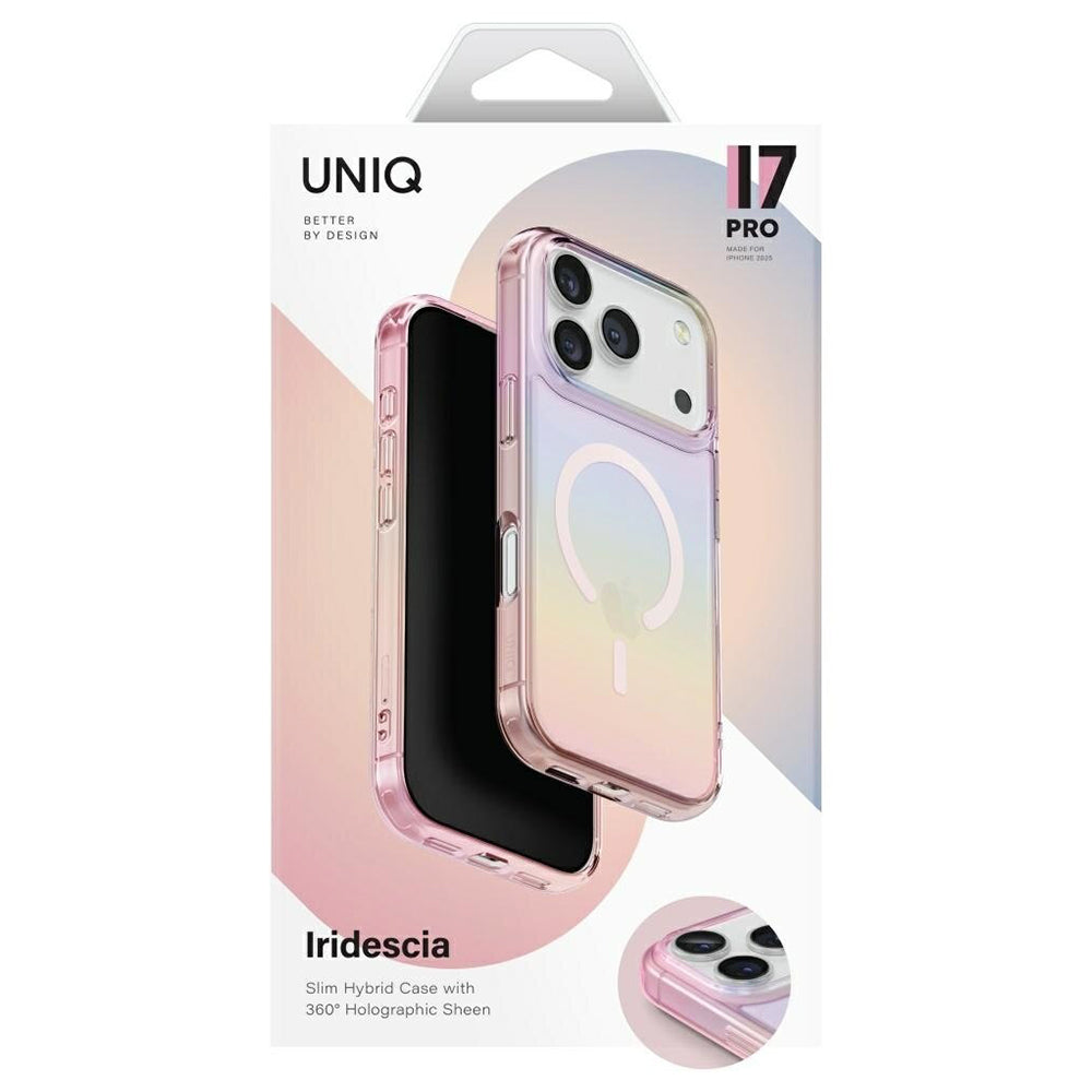 MagSafe hoesje voor Apple iPhone 17 Pro, UNIQ, Iridescia MagClick, Pastelblauw