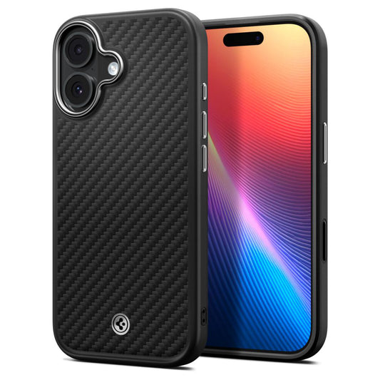 MagSafe hoesje voor Apple iPhone 17, Spigen, Enzo Aramid T, Zwart Zilver