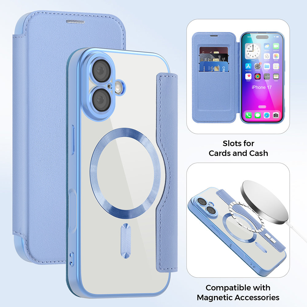 MagSafe hoes voor Apple iPhone 17, Techsuit, SmartMag Book, Blauw
