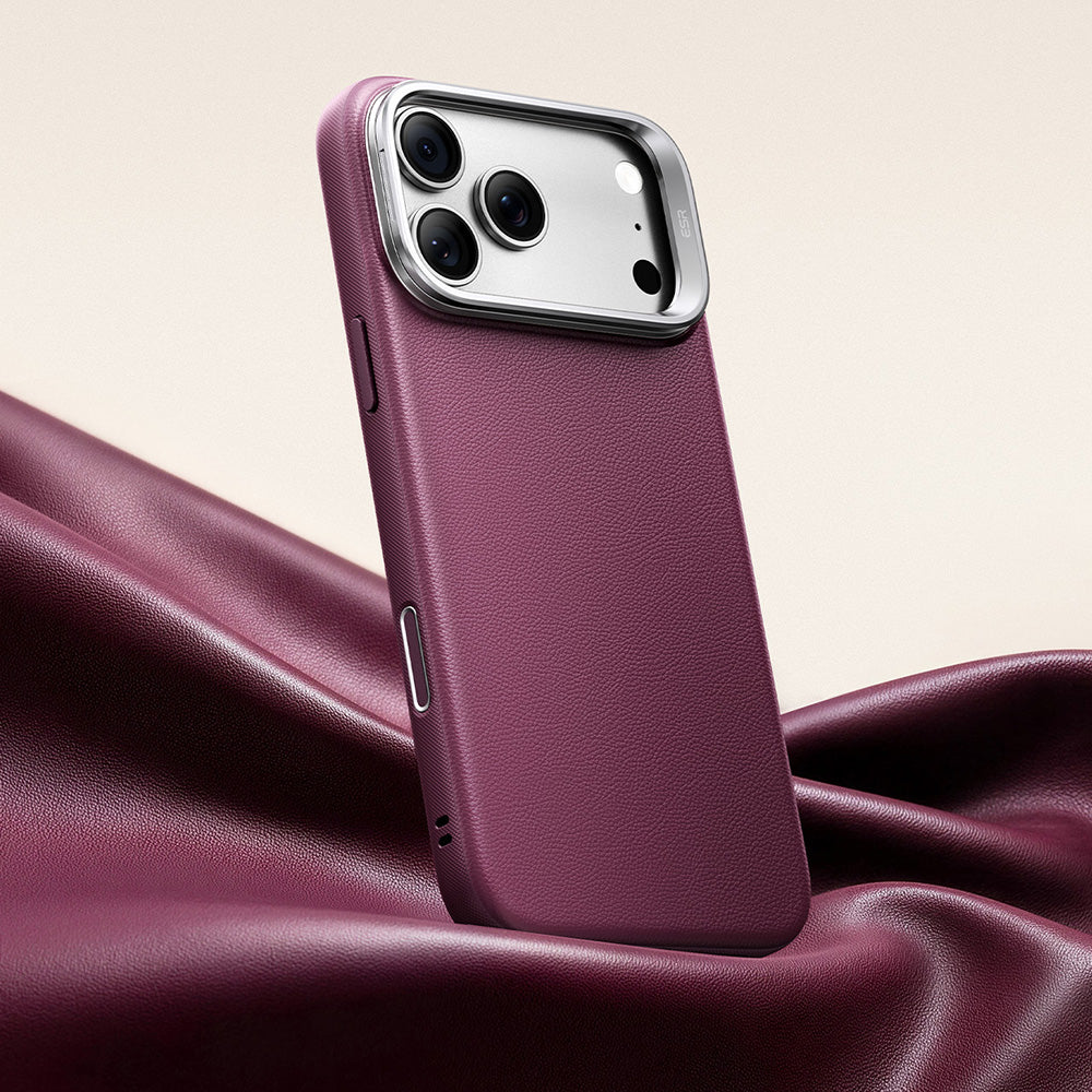 MagSafe-hoesje voor Apple iPhone 18 Pro / 17 Pro, ESR, Atelier met standaard, Donkerrood Satijn