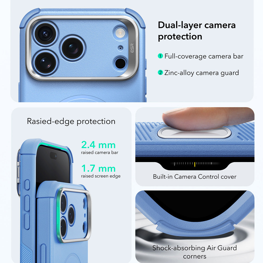 MagSafe-hoes voor Apple iPhone 18 Pro / 17 Pro, ESR, Cyber Armor Kickstand, Blauw