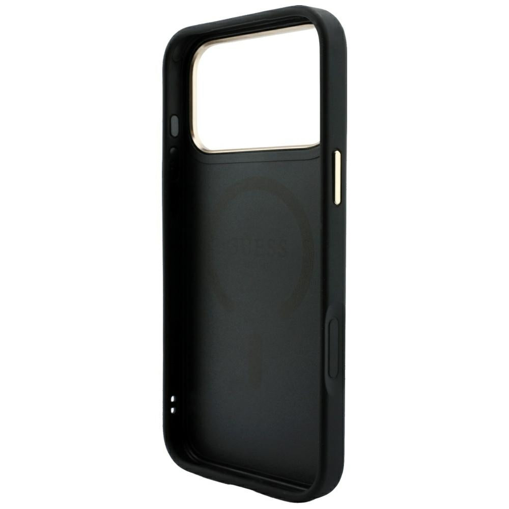 MagSafe-hoesje voor Apple iPhone 18 Pro / 17 Pro, Guess, 4G Embossed Classic, Zwart