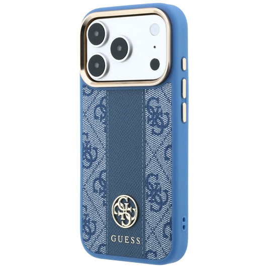 MagSafe-hoesje voor Apple iPhone 18 Pro / 17 Pro, Guess, 4G Stripe Round Classic Logo, Blauw