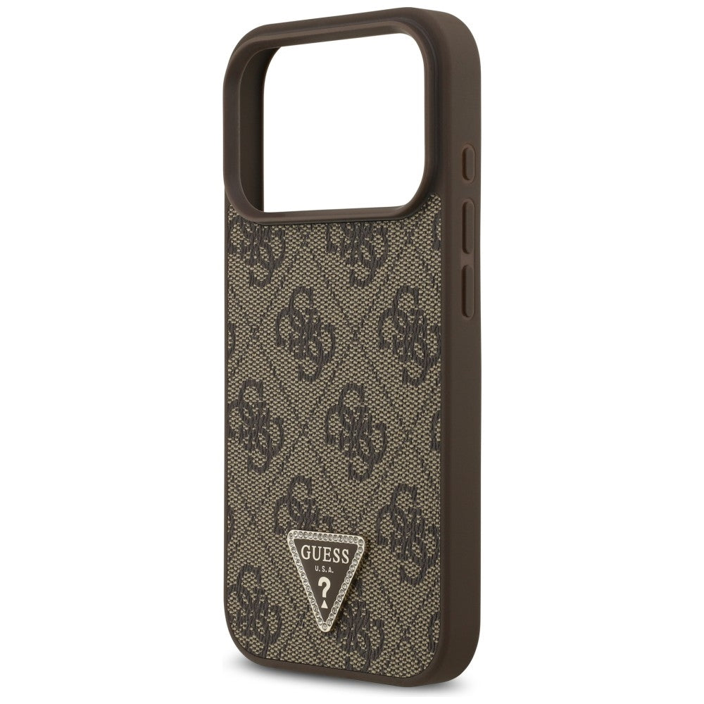 MagSafe-hoesje voor Apple iPhone 18 Pro / 17 Pro, Guess, 4G Triangle Strass, Bruin