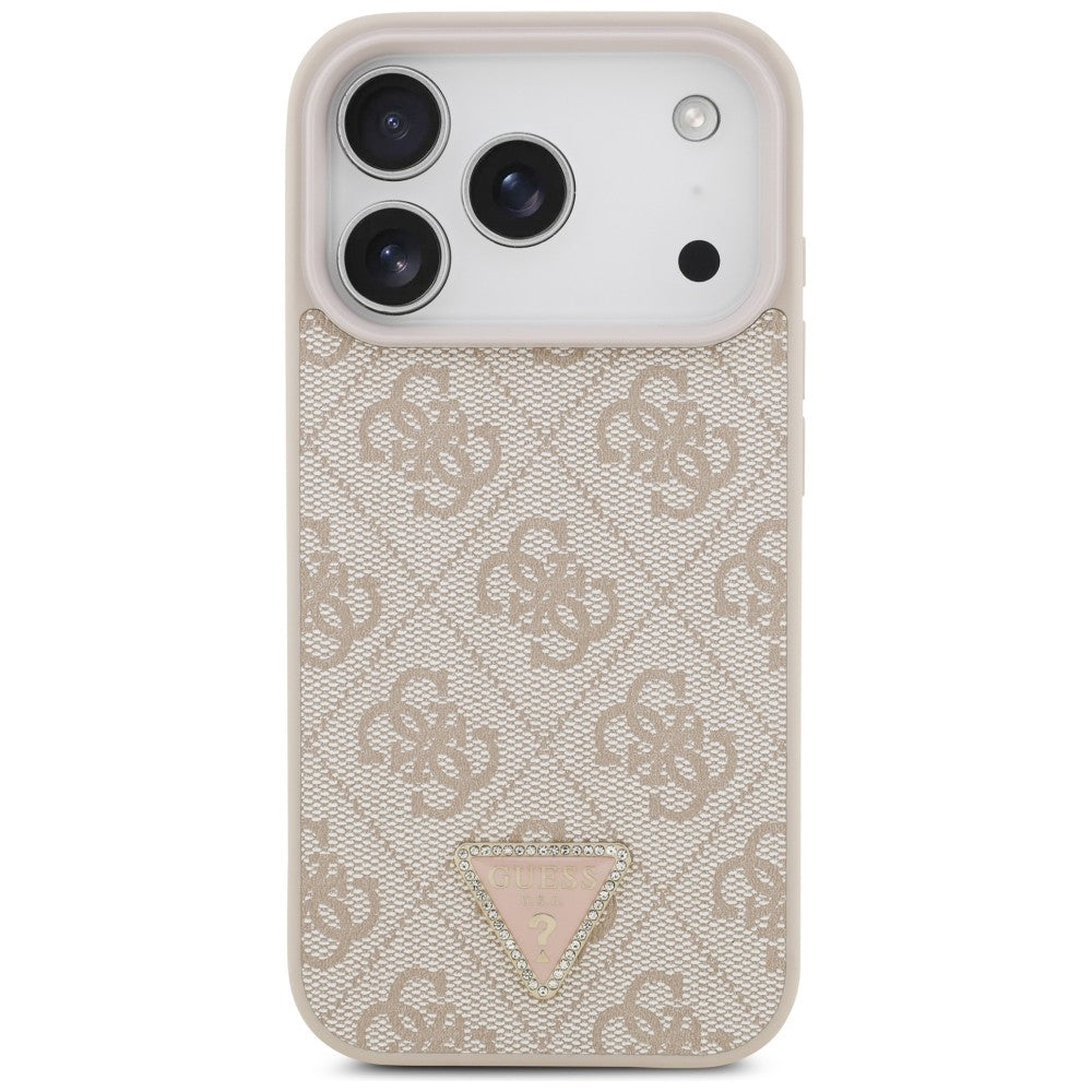 MagSafe-hoesje voor Apple iPhone 18 Pro / 17 Pro, Guess, 4G Triangle Strass, Roze