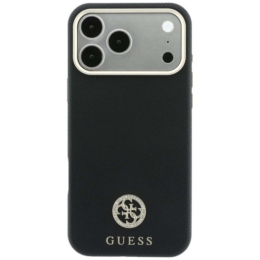 MagSafe-hoesje voor Apple iPhone 18 Pro / 17 Pro, Guess, Gegranuleerd Rond Strass-logo, Zwart