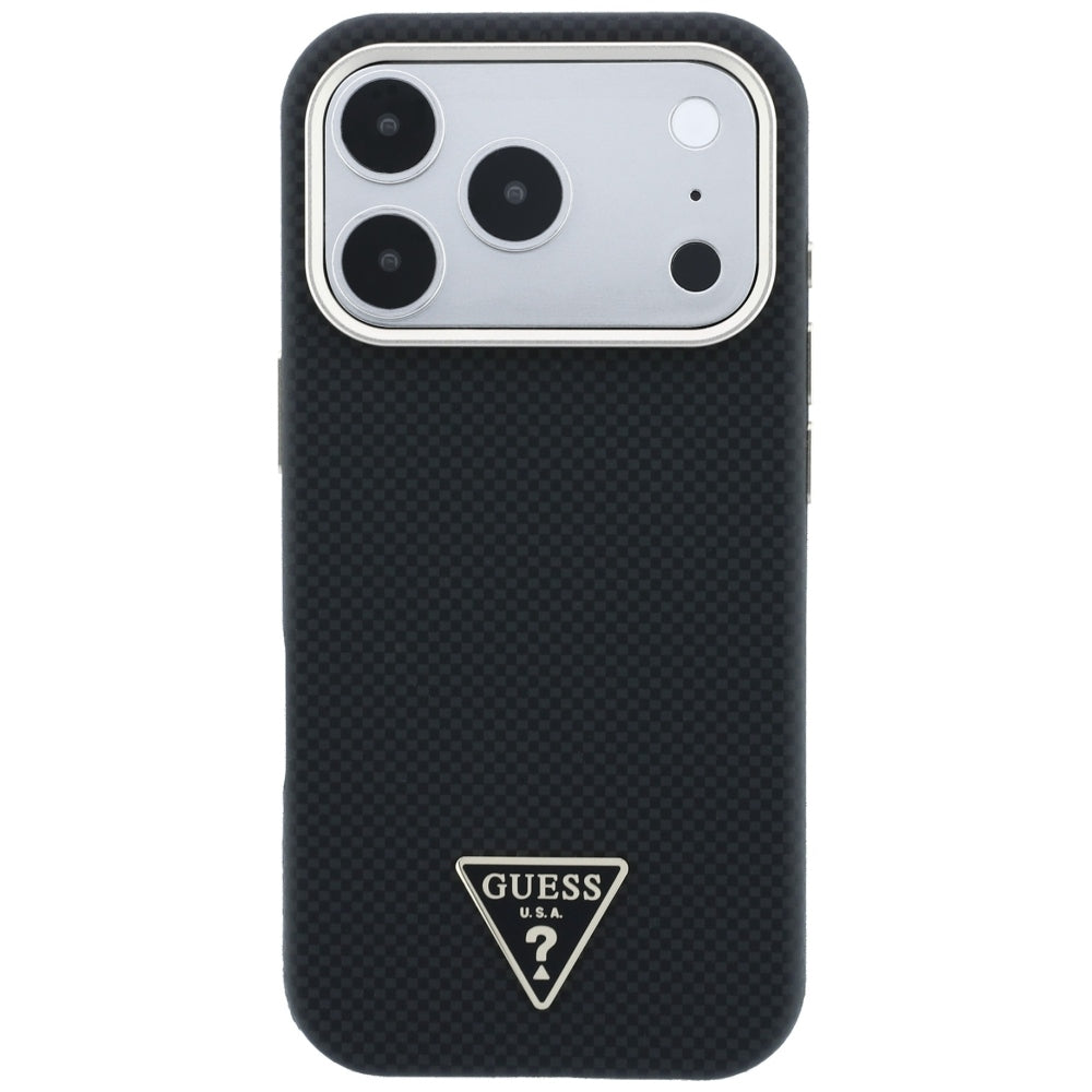 MagSafe-hoes voor Apple iPhone 18 Pro / 17 Pro, Guess, Kevlar Driehoek Logo, Zwart
