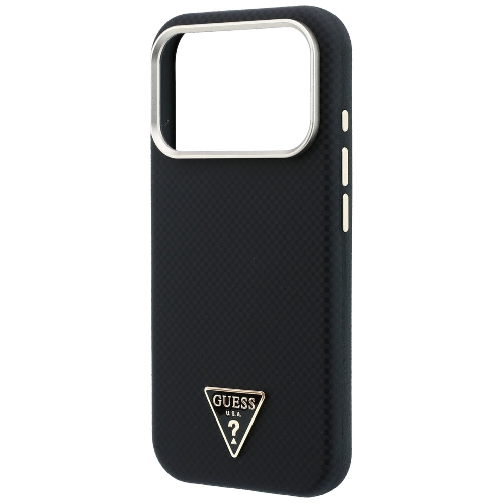 MagSafe-hoes voor Apple iPhone 18 Pro / 17 Pro, Guess, Kevlar Driehoek Logo, Zwart