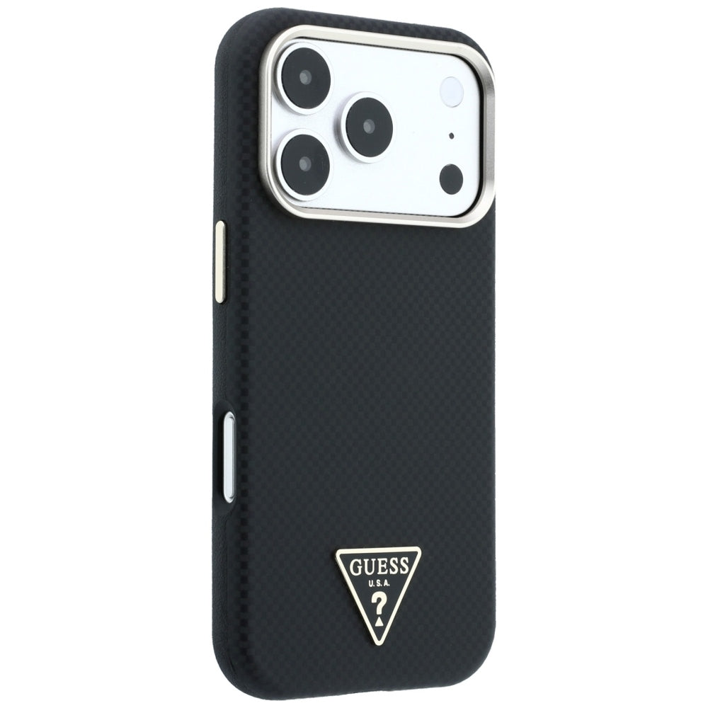 MagSafe-hoes voor Apple iPhone 18 Pro / 17 Pro, Guess, Kevlar Driehoek Logo, Zwart