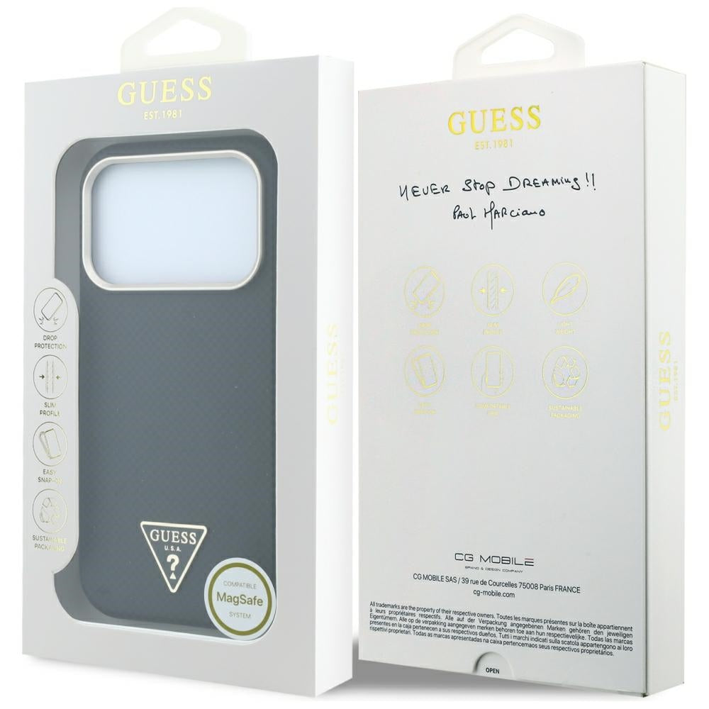 MagSafe-hoes voor Apple iPhone 18 Pro / 17 Pro, Guess, Kevlar Driehoek Logo, Zwart