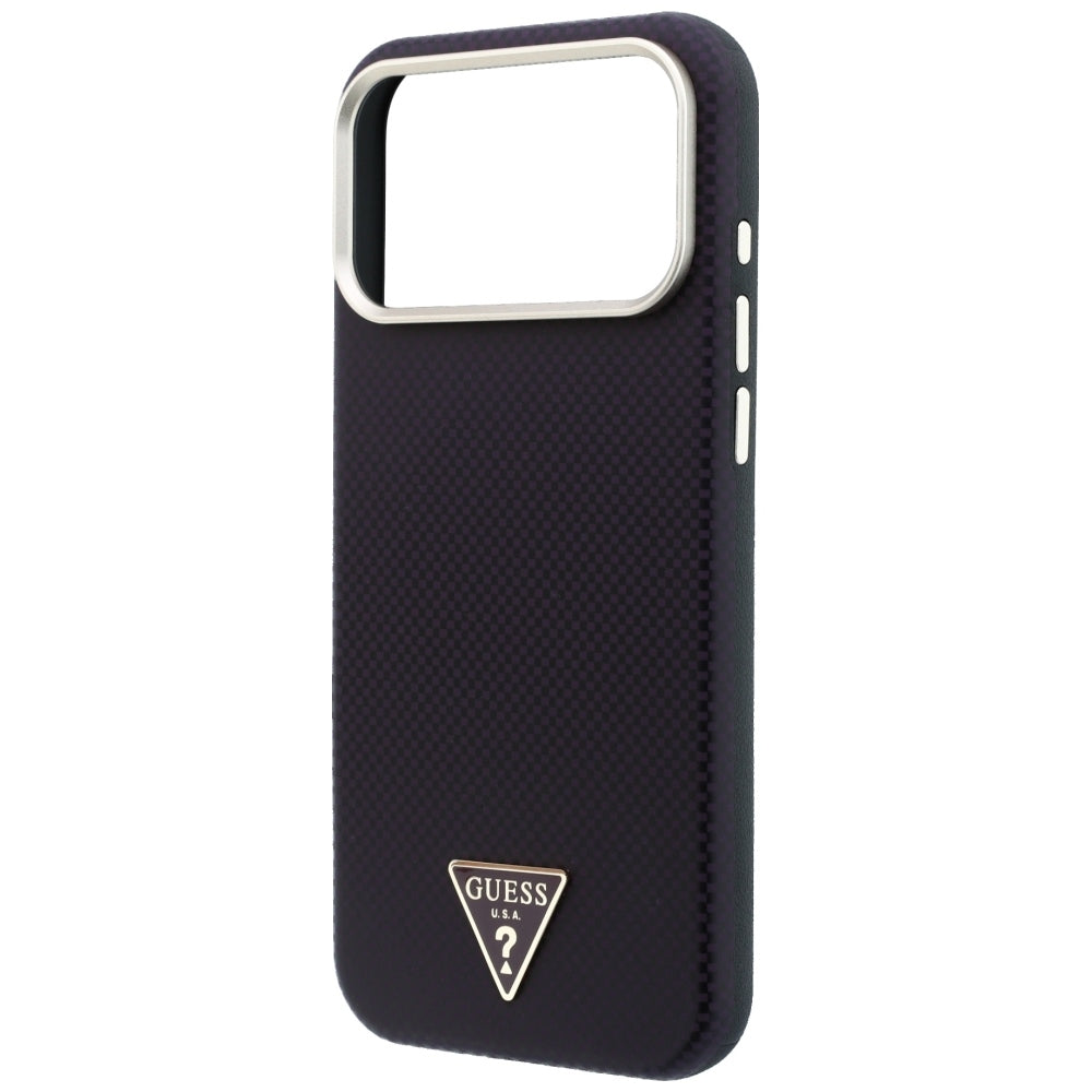 MagSafe-hoesje voor Apple iPhone 18 Pro / 17 Pro, Guess, Kevlar Driehoek Logo, Bordeaux
