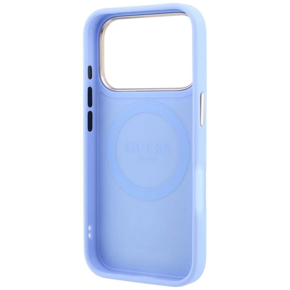 MagSafe-hoesje voor Apple iPhone 18 Pro / 17 Pro, Guess, Peony 4G Small Logo, Blauw