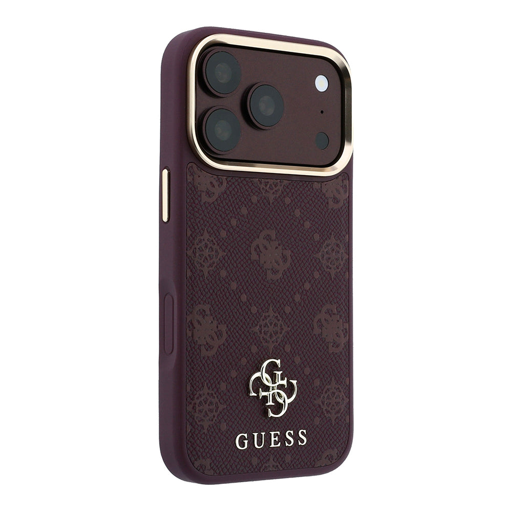 MagSafe Case for Apple iPhone 18 Pro / 17 Pro, Guess, Peony 4G Small Logo, Burgundy