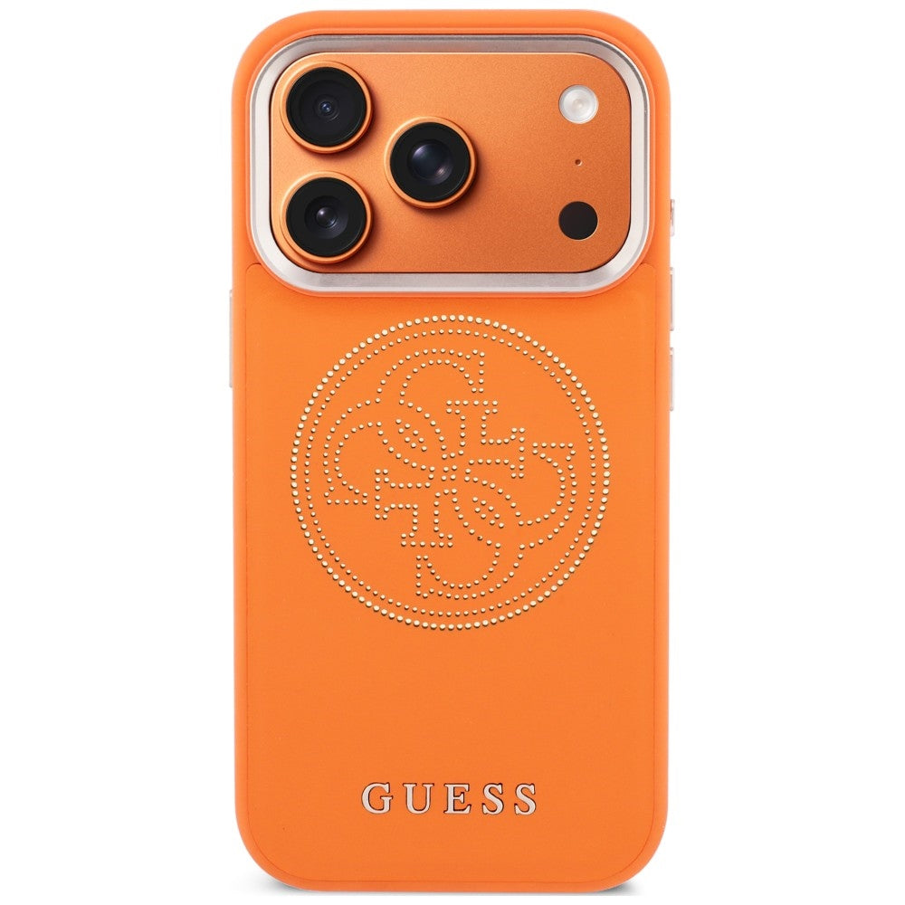 MagSafe-hoesje voor Apple iPhone 18 Pro / 17 Pro, Guess, Geperforeerd 4G, Oranje