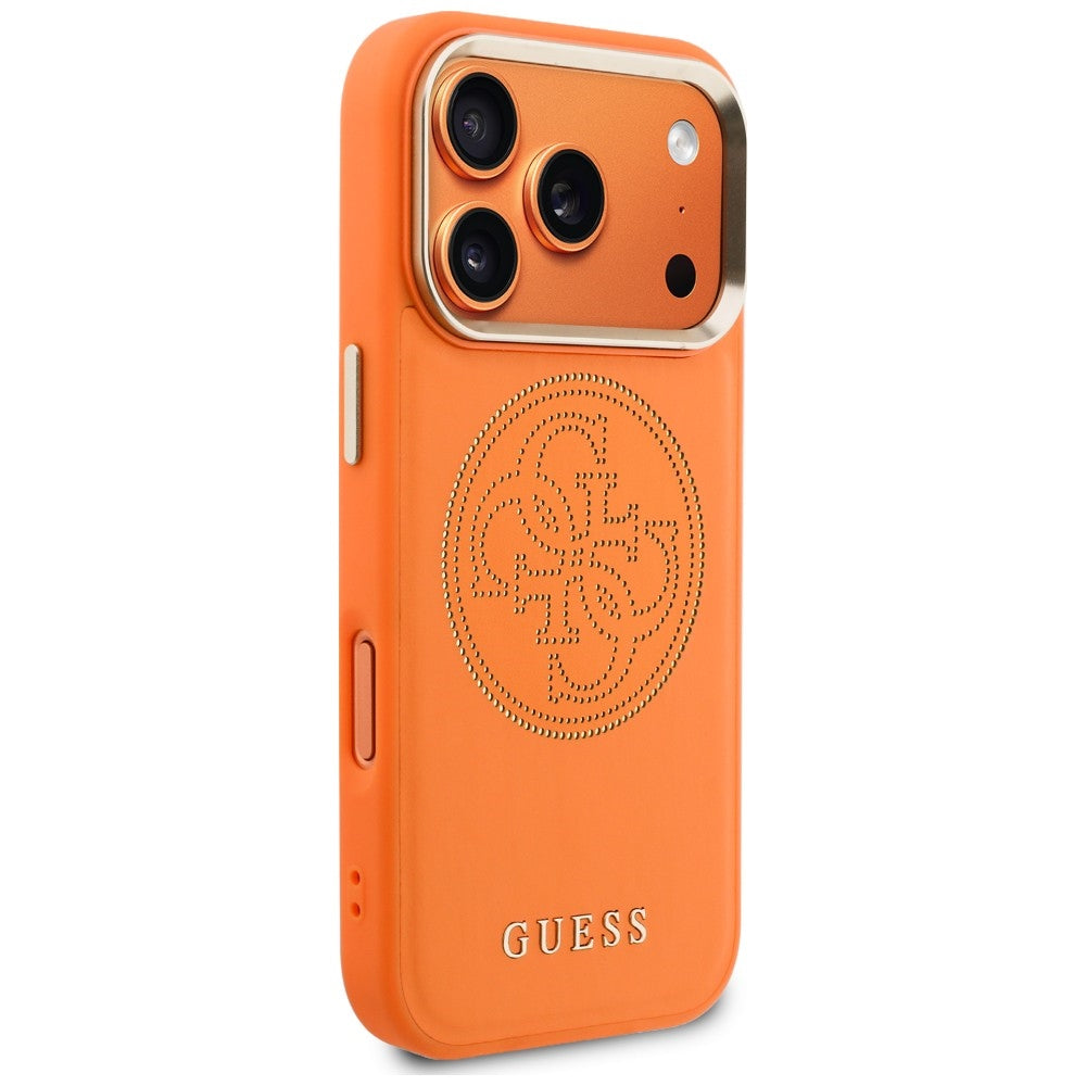 MagSafe-hoesje voor Apple iPhone 18 Pro / 17 Pro, Guess, Geperforeerd 4G, Oranje