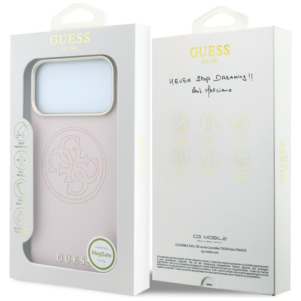 MagSafe-hoesje voor Apple iPhone 18 Pro / 17 Pro, Guess, Geperforeerd 4G, Roze