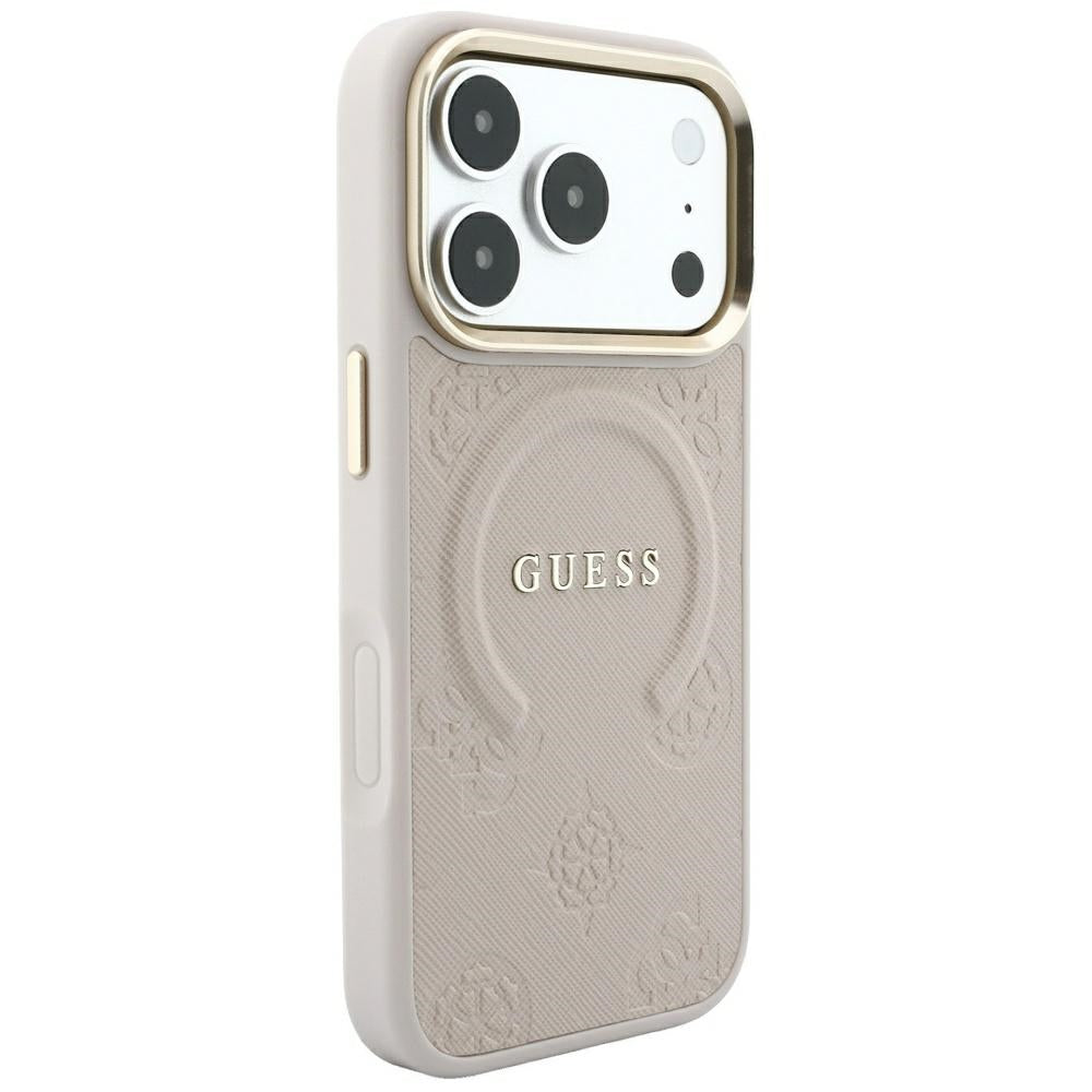MagSafe Case for Apple iPhone 18 Pro / 17 Pro, Guess, Saffiano Peony Ring, Pink