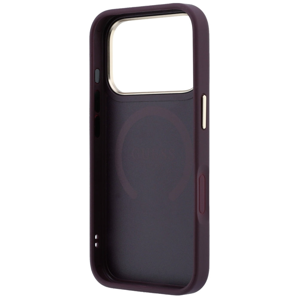 MagSafe-hoesje voor Apple iPhone 18 Pro / 17 Pro, Guess, Saffiano Peony Ring, Bordeaux