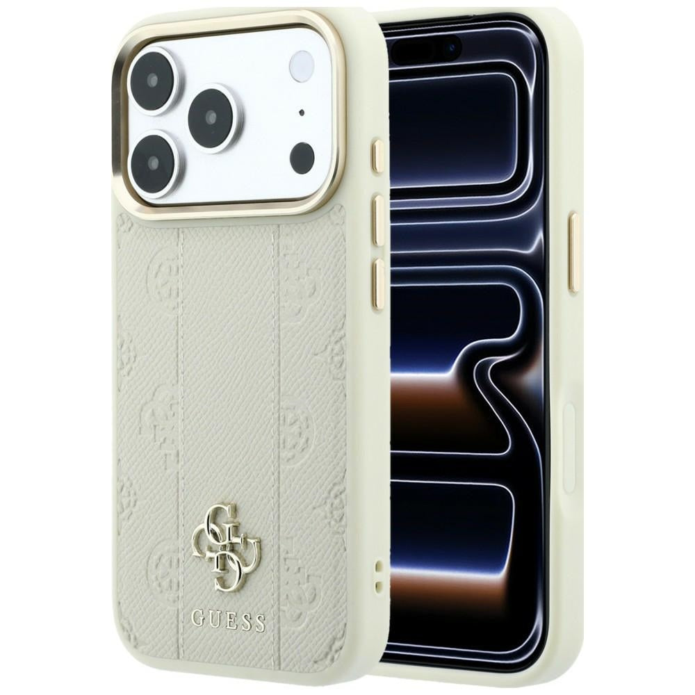 MagSafe-hoesje voor Apple iPhone 18 Pro / 17 Pro, Guess, Stripe Peony 4G, Beige